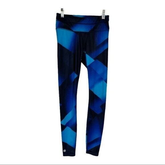 Athleta XS Blue Geometric Print High Waist Leggings With Back Zipper Pocket - Picture 1 of 5